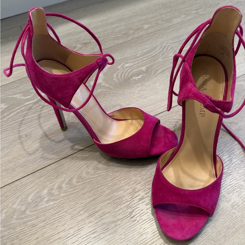 Ivanka Trump Fuchsia Suede Heeled Sandals